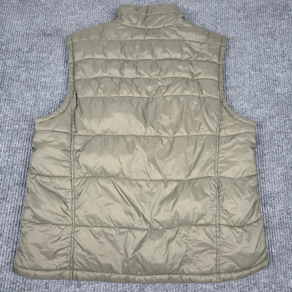 IZOD Mens Puffer Vest Olive Green Orange Lining Full Zip Quilted XL 261137